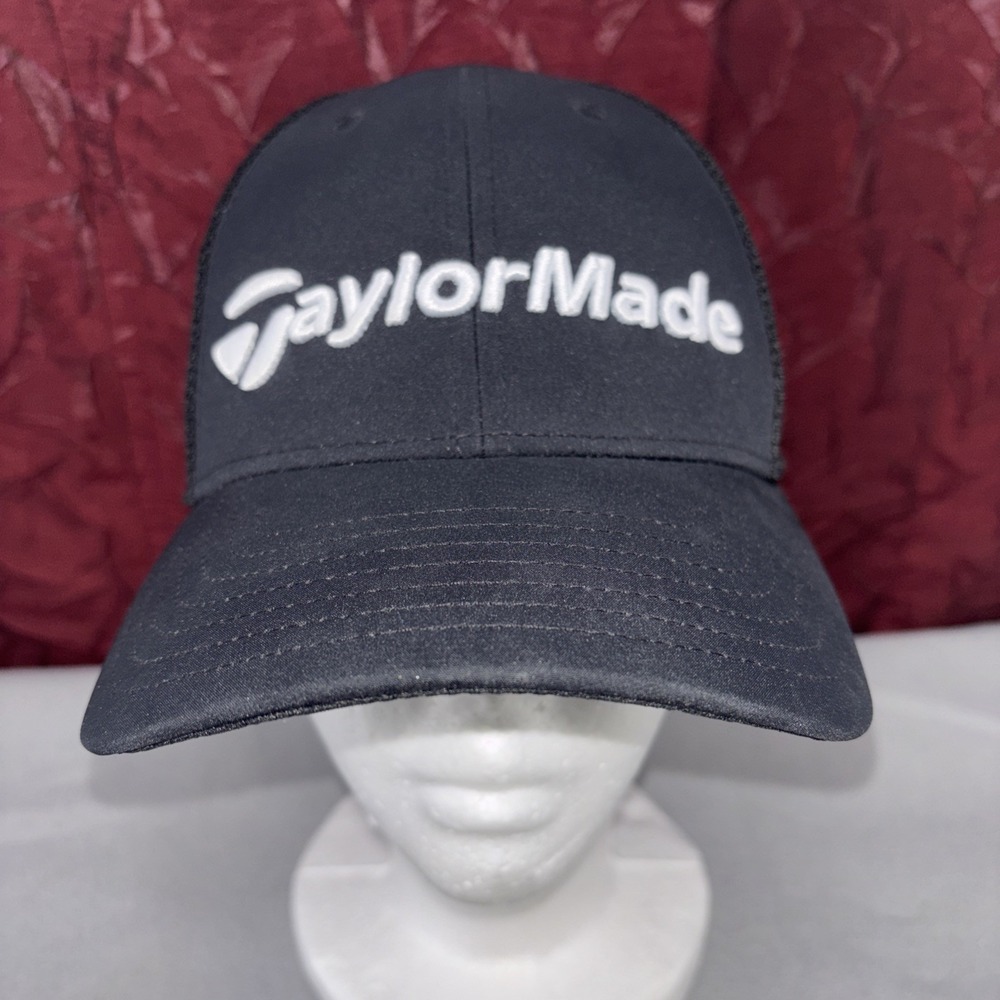 TaylorMade Qi10 TP5 Cage Golf Hat Men's A-Flex S/M Black Fitted Mesh Cap‎ EUC